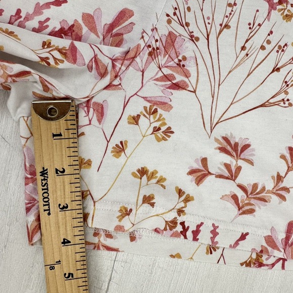 Garnet Hill 2 pc Pajama Set Shirt & Shorts Women Large Pink Floral Cotton Tencel - Picture 12 of 15